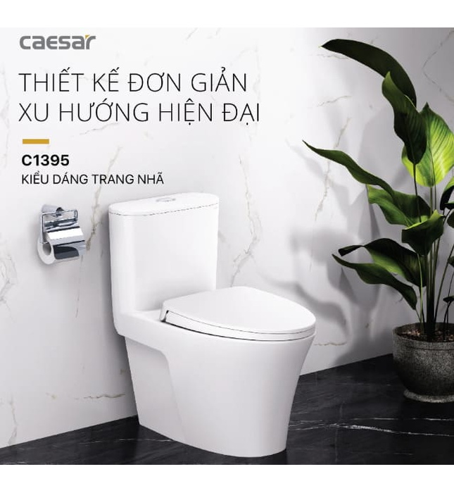 Bồn cầu 1 khối nắp êm Caesar C1395 (CD1395)