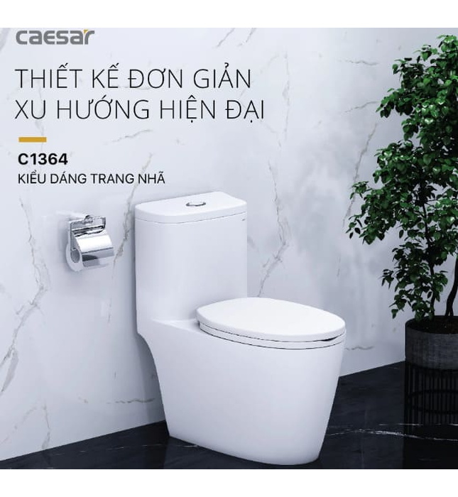 Bồn cầu 1 khối nắp êm Caesar C1364
