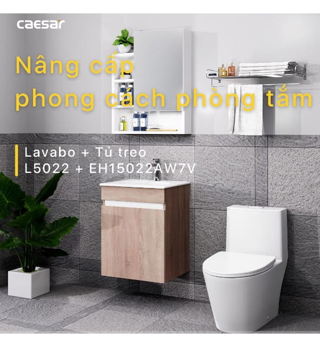 Tủ Treo Phòng Tắm Kèm chậu Caesar L5022+EH15022AW7V