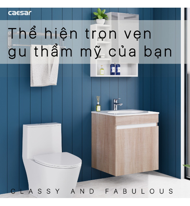 Tủ Treo Phòng Tắm Kèm chậu Caesar LF5024+EH15024AW7V