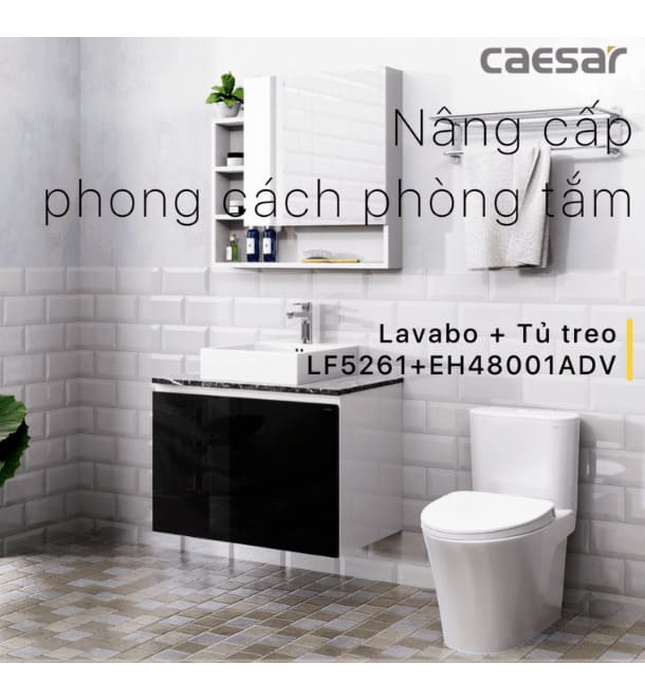 Tủ Treo Phòng Tắm Kèm chậu Caesar LF5261+EH48001ADV