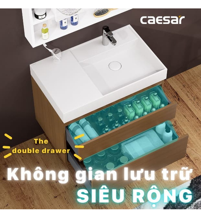 Tủ Treo Phòng Tắm Kèm chậu Caesar LF5384+EH05384DWV