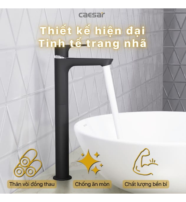 Vòi Lavabo Nóng Lạnh 1 Chân Thân Cao Caesar B061CBU