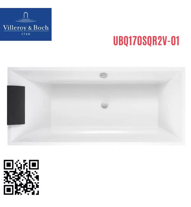 Bồn tắm hình chữ nhật 1.7m Villeroy Boch Squaro UBQ170SQR2V-01