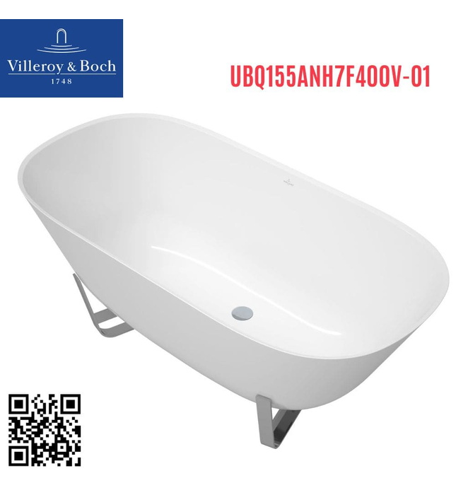 Bồn tắm đặt sàn 1.55m Villeroy Boch Antheus UBQ155ANH7F400V-01