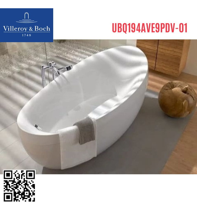 Bồn tắm đặt sàn 1.9m Villeroy Boch Aveo UBQ194AVE9PDV-01