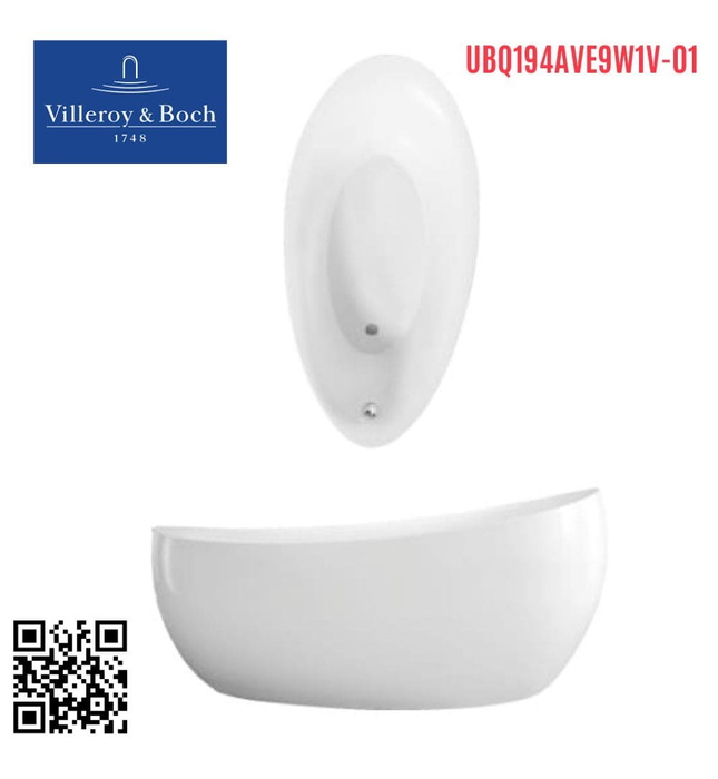 Bồn tắm đặt sàn 1.9m Villeroy Boch Aveo New Generation UBQ194AVE9W1V-01