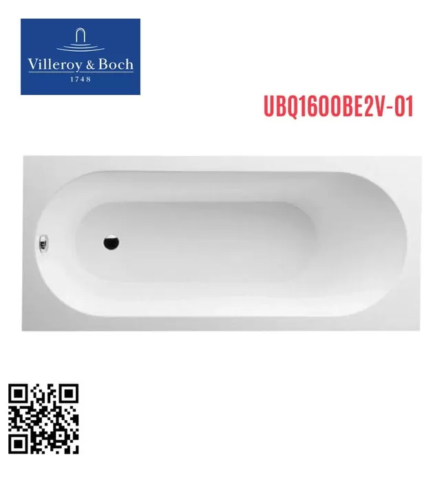 Bồn tắm đặt sàn 1.6m Villeroy-boch Oberon UBQ160OBE2V-01