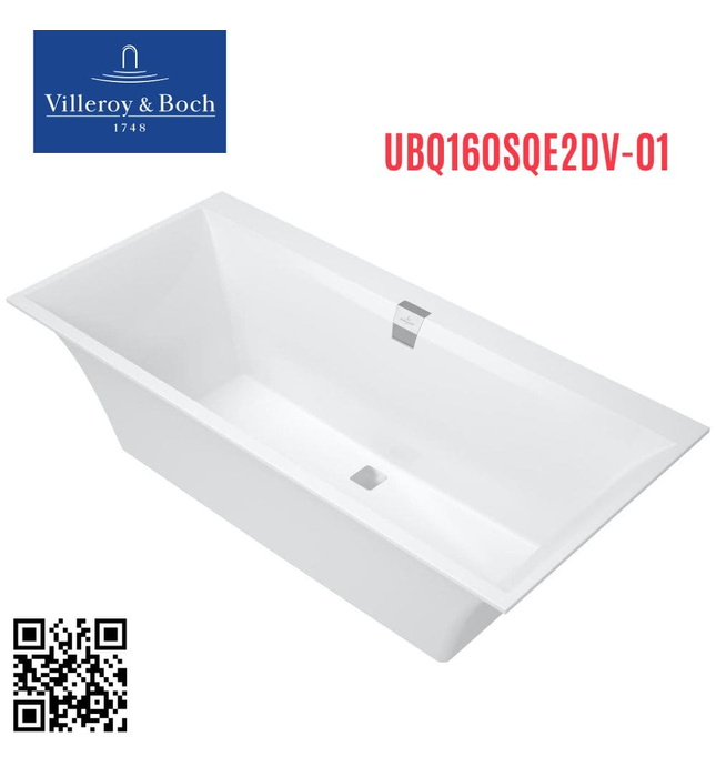 Bồn tắm đặt sàn 1.6m Villeroy Boch Squaro UBQ160SQE2DV-01