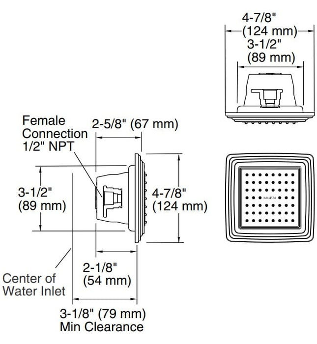 Bát sen tắm âm tường vuông màu nickel Kallista P22077-00-BN