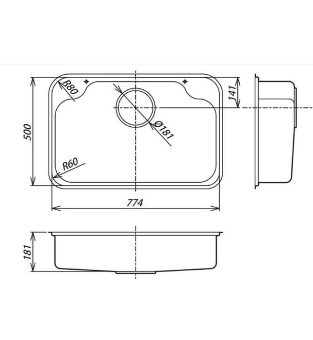 Chậu Rửa Bát 1 Hố Nhập Khẩu Nhật Bản Shigeru IB-K FS NE