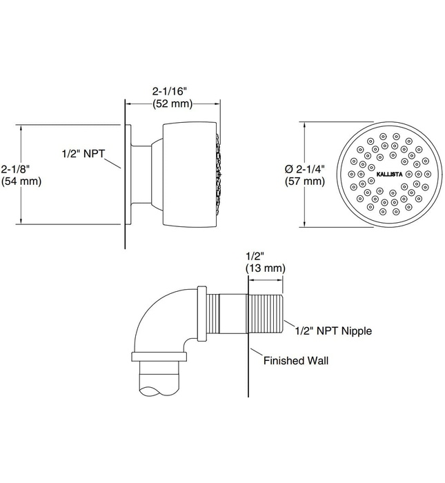 Bát sen tắm gắn tường màu vàng Kallista P22078-00-AF