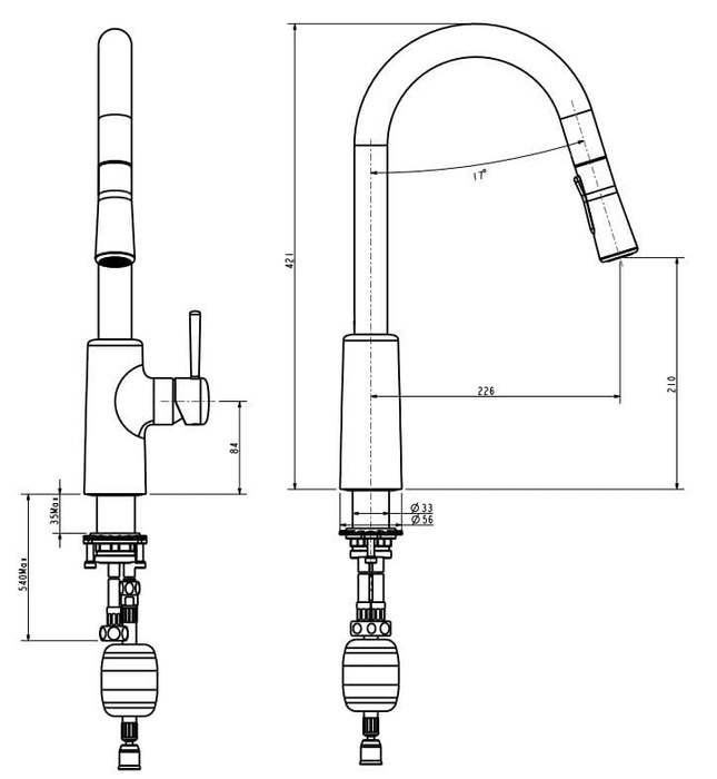 Vòi bếp nóng lạnh dây rút American Standard 1009160000