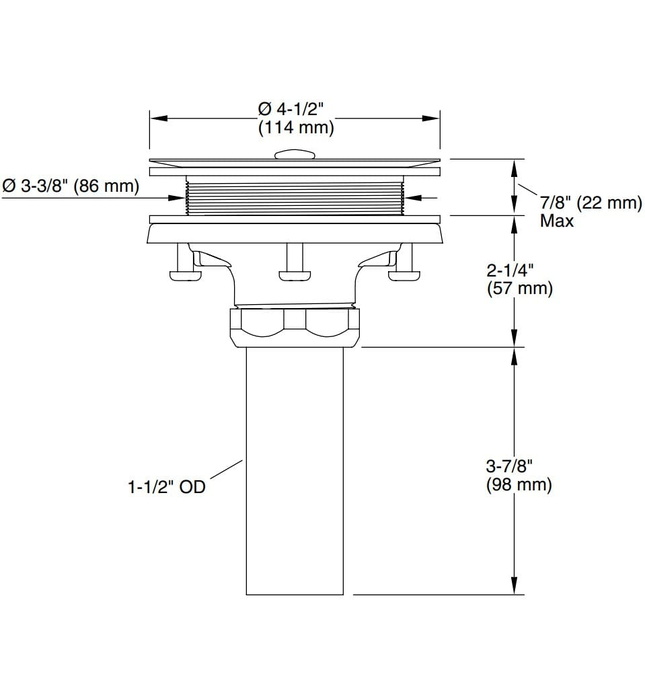 Đầu xi phông chậu rửa bát màu nickel Kallista P34000-00-AG