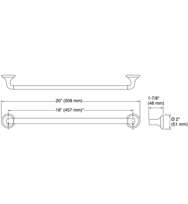 Thanh treo khăn đơn cửa phòng tắm 18" chrome Kallista P34709-TT-CP