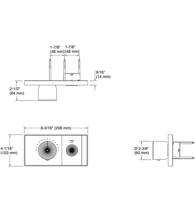 Mặt nạ điều khiển nhiệt độ sen tắm 1 cổng màu vàng Kallista P34718-00-AF