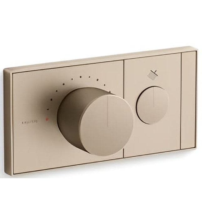 Mặt nạ điều khiển nhiệt độ sen tắm 1 cổng màu đồng Kallista P34718-00-PB