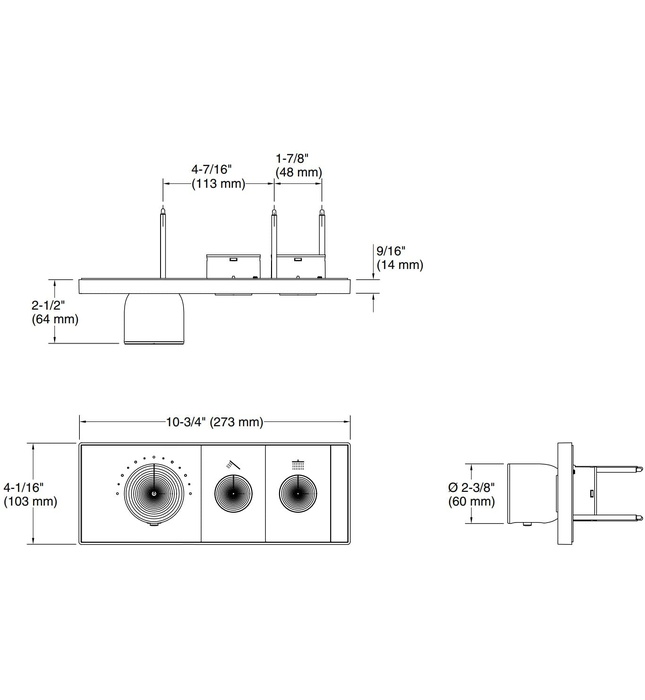 Mặt nạ điều khiển nhiệt độ sen tắm 2 cổng màu đồng Kallista P34719-00-BV