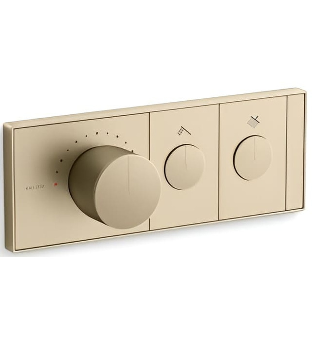 Mặt nạ điều khiển nhiệt độ sen tắm 2 cổng màu nickel Kallista P34719-00-BN