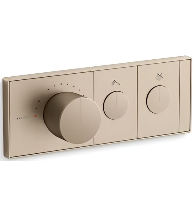 Mặt nạ điều khiển nhiệt độ sen tắm 2 cổng màu nickel Kallista P34719-00-BN