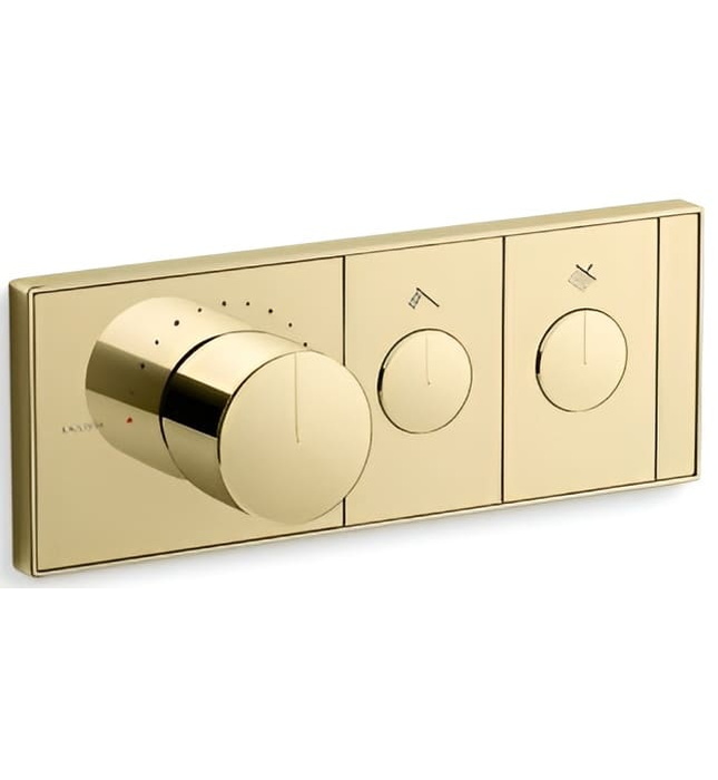 Mặt nạ điều khiển nhiệt độ sen tắm 2 cổng màu đồng Kallista P34719-00-BV