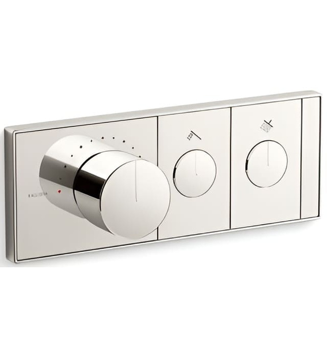 Mặt nạ điều khiển nhiệt độ sen tắm 2 cổng màu đồng Kallista P34719-00-BV