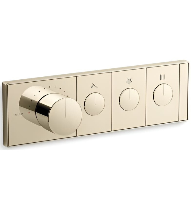 Mặt nạ điều khiển nhiệt độ sen tắm 3 cổng màu nickel Kallista P34720-00-SN