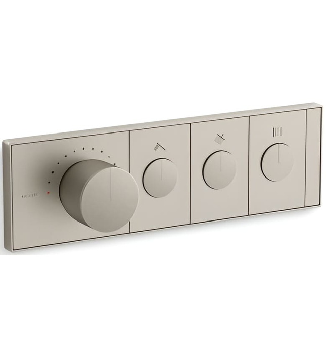 Mặt nạ điều khiển nhiệt độ sen tắm 3 cổng màu nickel Kallista P34720-00-SN