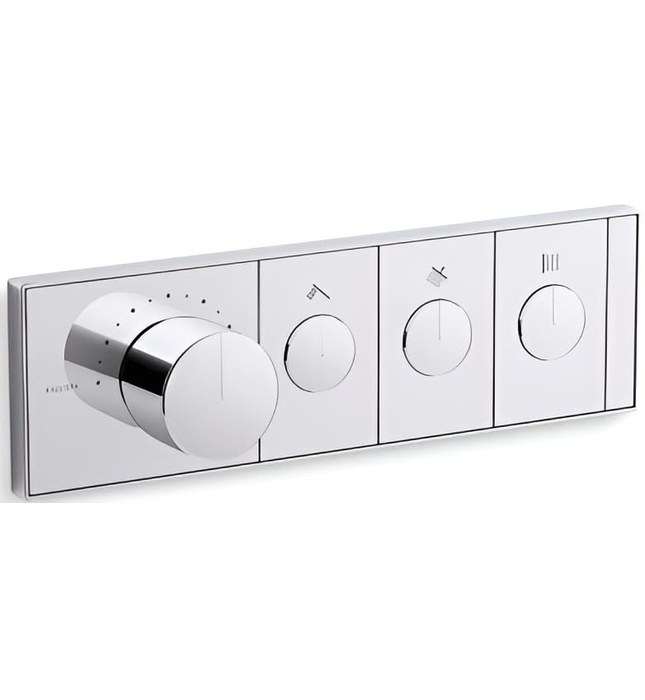 Mặt nạ điều khiển nhiệt độ sen tắm 3 cổng màu đồng Kallista P34720-00-PB