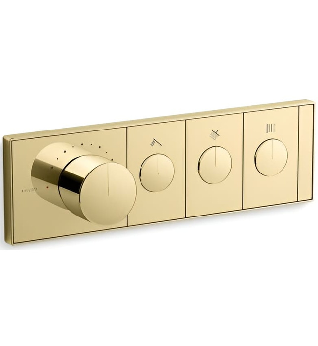 Mặt nạ điều khiển nhiệt độ sen tắm 3 cổng màu nickel Kallista P34720-00-SN