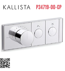 Mặt nạ điều khiển nhiệt độ sen tắm 2 cổng màu chrome Kallista P34719-00-CP