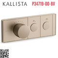 Mặt nạ điều khiển nhiệt độ sen tắm 2 cổng màu đồng Kallista P34719-00-BV
