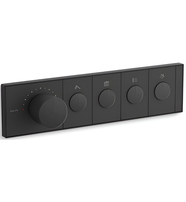 Mặt nạ điều khiển nhiệt độ sen tắm 4 cổng màu nickel Kallista P34721-00-SN