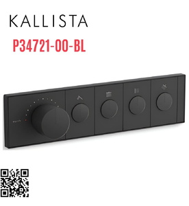 Mặt nạ điều khiển nhiệt độ sen tắm 4 cổng màu đen Kallista P34721-00-BL