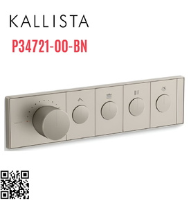 Mặt nạ điều khiển nhiệt độ sen tắm 4 cổng màu nickel Kallista P34721-00-BN