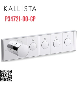 Mặt nạ điều khiển nhiệt độ sen tắm 4 cổng màu chrome Kallista P34721-00-CP