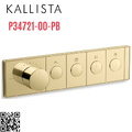 Mặt nạ điều khiển nhiệt độ sen tắm 4 cổng màu đồng Kallista P34721-00-PB