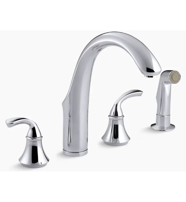 Vòi rửa bát hai tay cầm có đầu phun bên Kohler Forté K-10445-CP