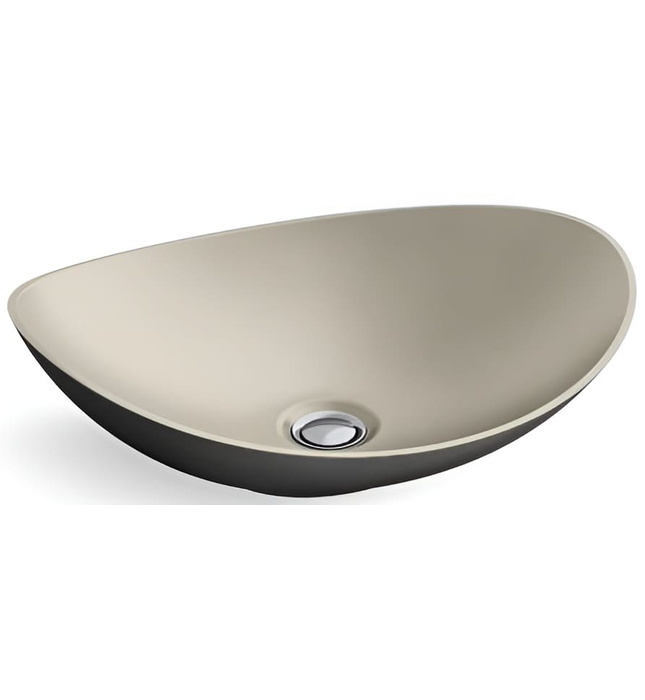 Chậu rửa mặt ovan dương bàn mặt ngoài màu đen Kallista P74108-BLK-WHB