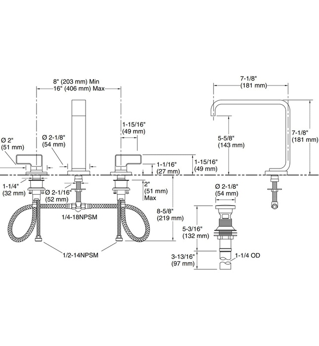 Vòi chậu rửa mặt màu đen tay cầm sóng nhẹ Kallista P34231-LDW-PGP