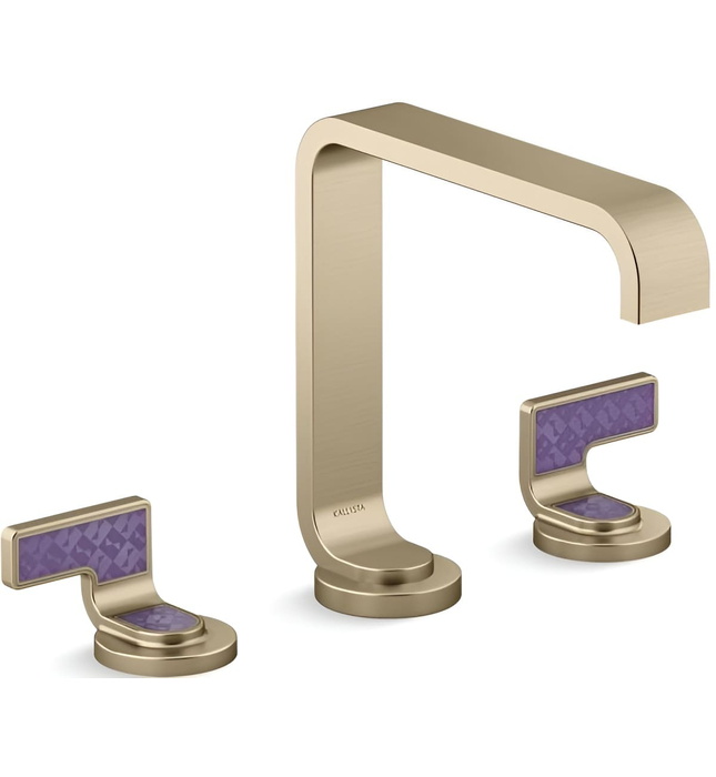 Vòi chậu rửa mặt màu vàng tay cầm kim cương tím Kallista P34231-DVD-BAF