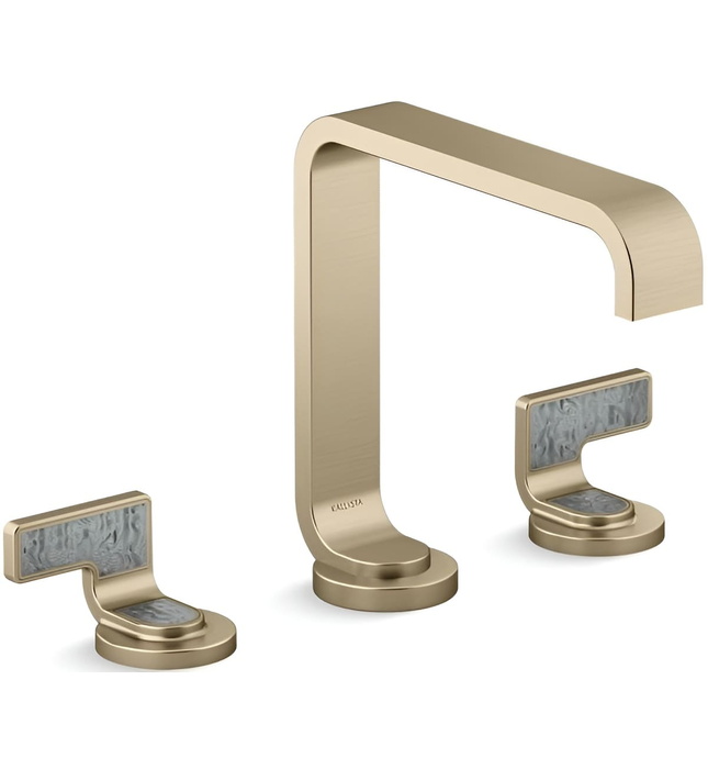 Vòi chậu rửa mặt màu chrome tay cầm sóng xám Kallista P34231-SGW-CP