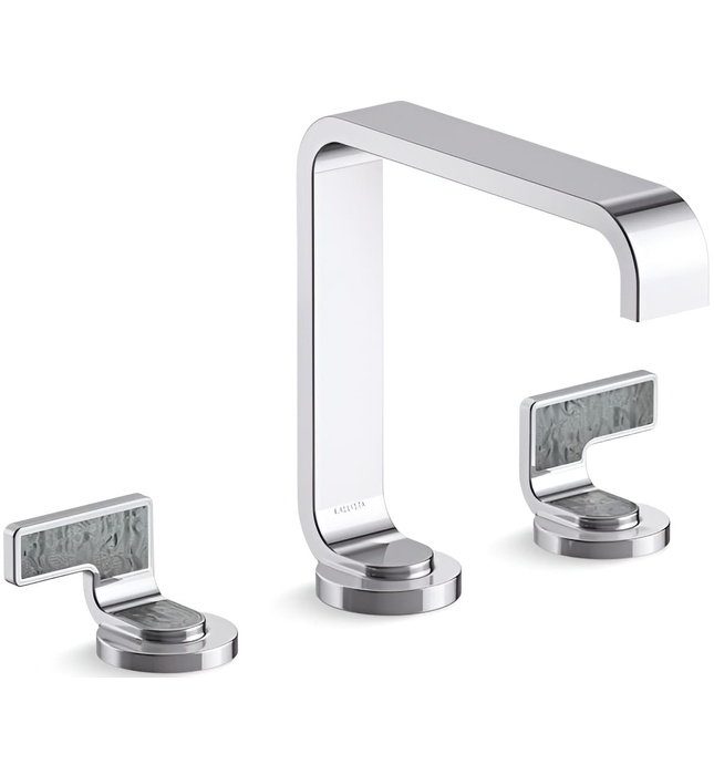 Vòi chậu rửa mặt màu chrome tay cầm sóng xám Kallista P34231-SGW-CP