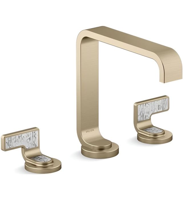 Vòi chậu rửa mặt màu chrome tay cầm sóng trắng Kallista P34231-TWW-CP