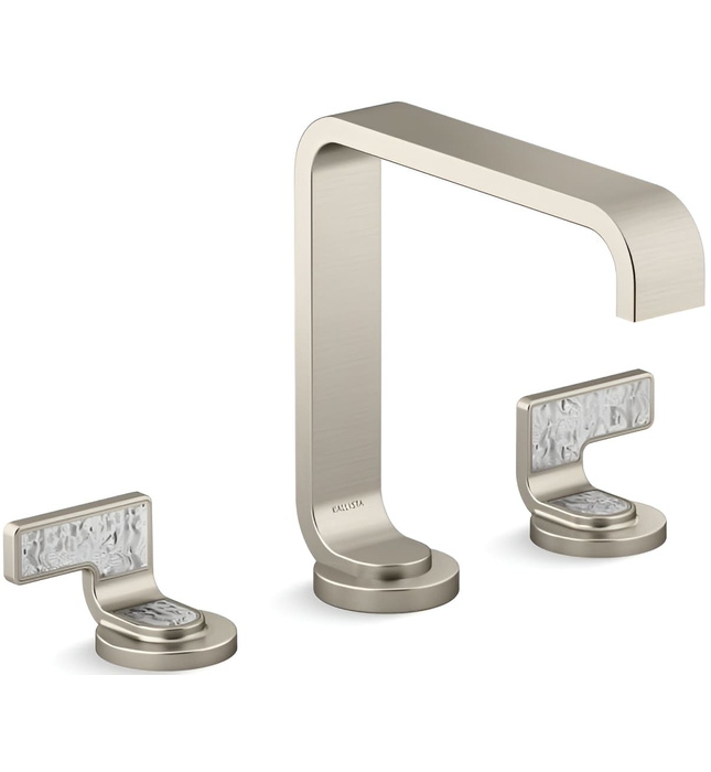 Vòi chậu rửa mặt màu chrome tay cầm sóng trắng Kallista P34231-TWW-CP