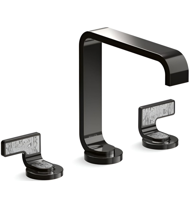 Vòi chậu rửa mặt màu vàng tay cầm sóng trắng Kallista P34231-TWW-BAF