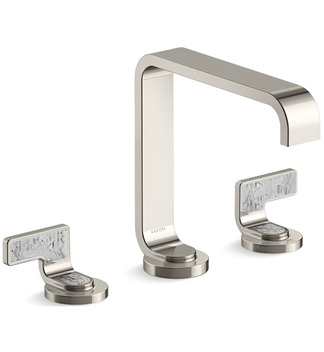 Vòi chậu rửa mặt màu chrome tay cầm sóng trắng Kallista P34231-TWW-CP