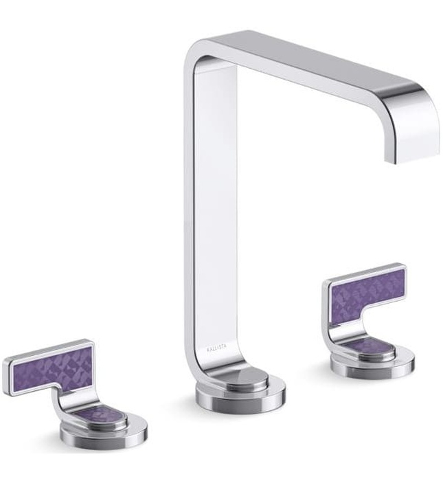 Vòi lavabo thân cao màu chrome tay cầm kim cương tím Kallista P34232-DVD-CP