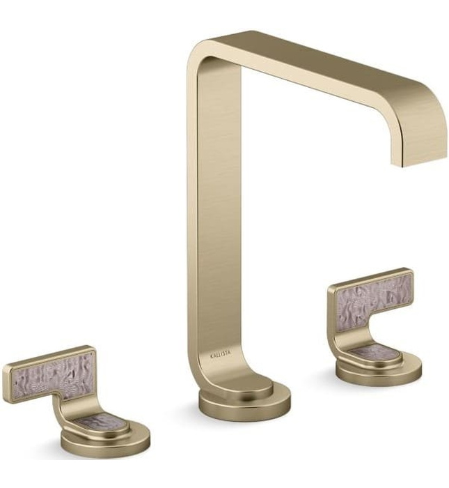 Vòi lavabo thân cao màu vàng tay cầm sóng bụi nhẹ Kallista P34232-LDW-BAF