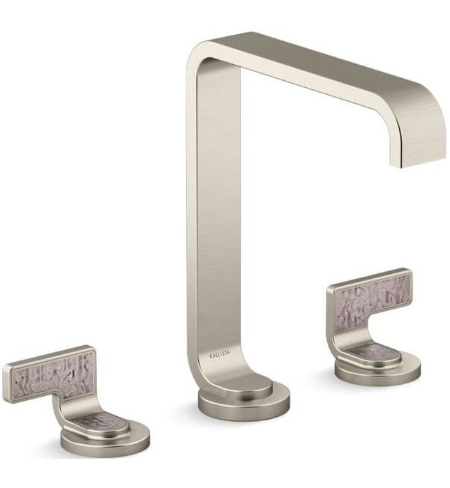 Vòi lavabo thân cao màu vàng tay cầm sóng bụi nhẹ Kallista P34232-LDW-BAF